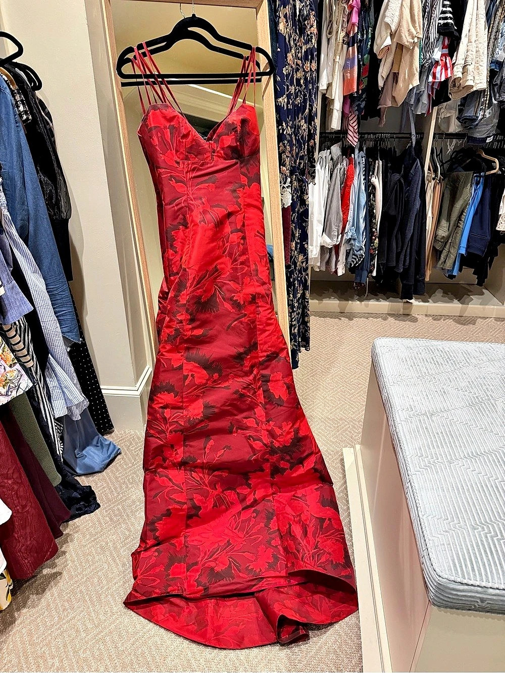 Carolina Herrera Red & Black Floral Gown